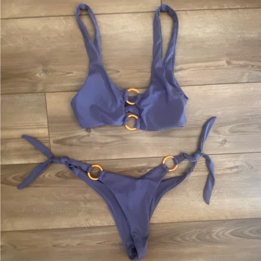 Zaful denim blue ring bikini set